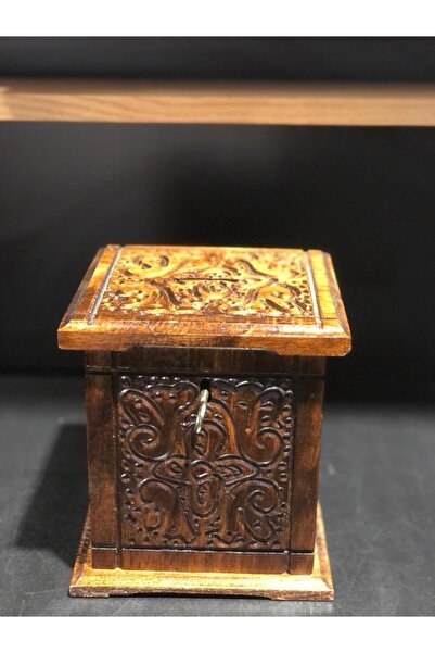 Lapidaria Dekoratif Özel Yapım Kilitli Ceviz Kumbara 18 Cm