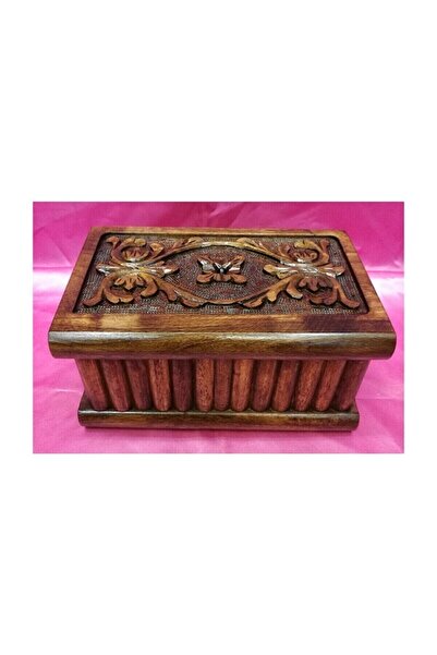 Lapidaria Büyük Boy Şifreli Takı Sandığı Ceviz Oyma Sandık Kriptolu Sihirli T...