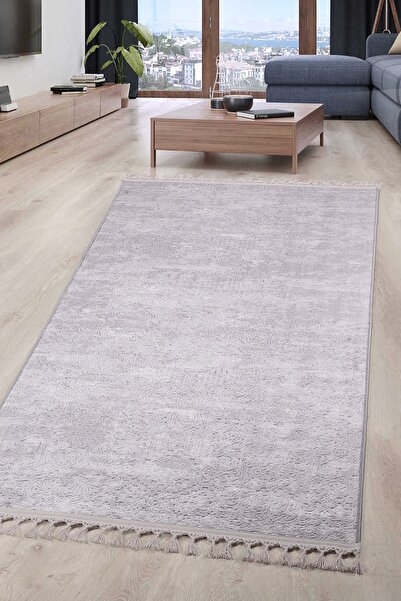 Bonny Home Nova Gri Leke Tutmaz Yıkanabilir Kaymaz Ponpon Saçaklı Mutfak Halı...