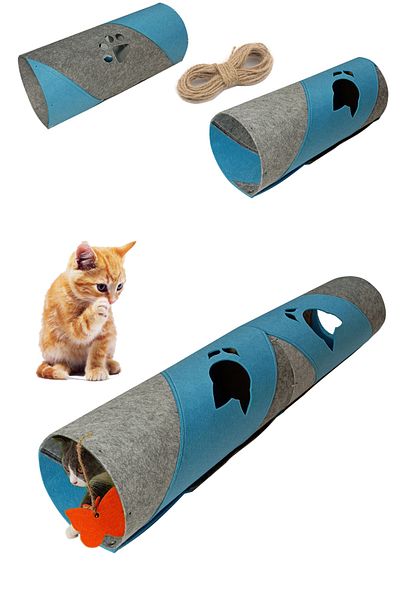 UTKU TASARIM Crost Cat Tunnel 2 Pieces Can Be Added Functional Pet Toy Tunnel 100 Cm