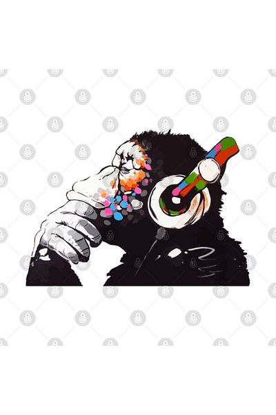Pixxa Banksy Dj Monkey Thinker Monkey Mug Cup