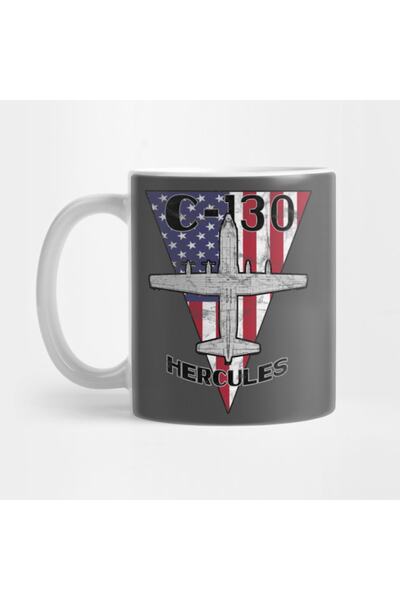 Pixxa C-130 Hercules Military Airplane Patriotic Vintage Mug Cup