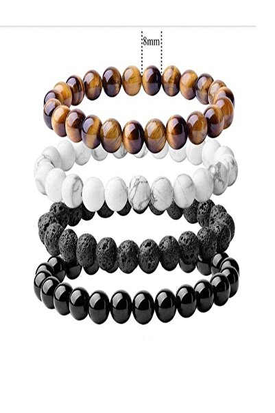 NehirTaş Sertifikalı Doğal Taş 4 Lü Set ( Kaplan Gözü-beyaz Havlit-lav Taşı -...