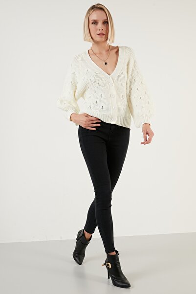 Lela V-Neck Buttoned Knitted Knitted Cardigan Women's Cardigan 6310007