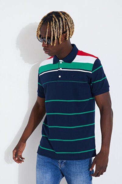 Sporting Pánské tričko Ringelli Polo Collar v námořnické modré barvě