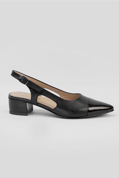 TUNAELLİ Pantofi cu toc din piele naturală neagră de damă, mărimea 35-41