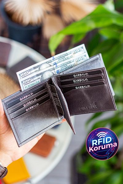 Garbalia Liverpool Genuine Leather Rfid Blocking Horizontal Crazy Gray Men's Wallet with Coin Compartment