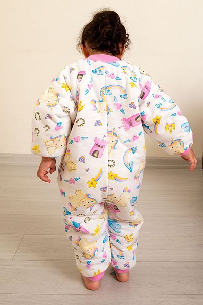 Mika Bebek & Çocuk Slim Fit Unicorn Patterned Pink Ribbed Fiber Filled 2.0 Tog Girl's Sleeping Bag