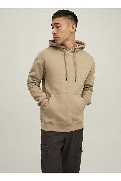 Jack & Jones Kapüşon Yaka Koyu Bej Erkek Sweatshırt 12216342_jcoclassıc Waffl...