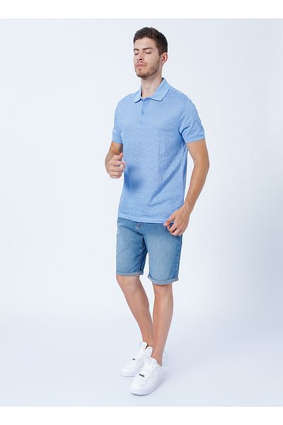 U.S. Polo Assn. Синя мъжка тениска с поло яка Olla