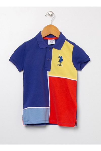 U.S. Polo Assn. Синя поло тениска за момче - с шарки, Elkıkıds Vr212