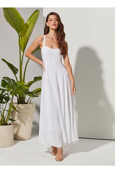 White By Nature Λευκό γυναικείο φόρεμα παραλίας Wbn3121-m