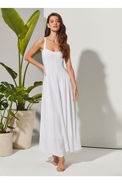 White By Nature Λευκό γυναικείο φόρεμα παραλίας Wbn3121-s