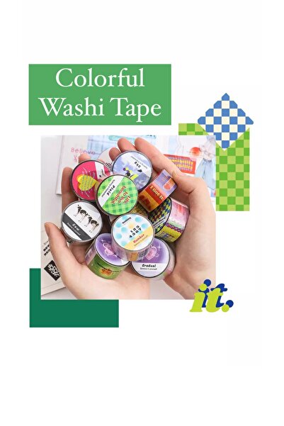Padme studio Colorful Washi Tape 3’lü (2CMX3METRE—LOVE/PLAİD/CİRCLE)dekoratif...