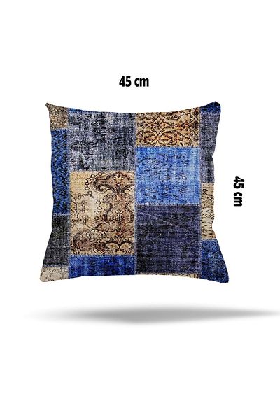 on the clouds Față de pernă cu model floral etnic cu patchwork geometric - fermoar ascuns