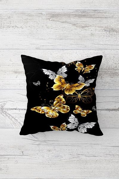 on the clouds Flying Gold Butterflies Double Sided Printed Hidden Zippered Pillow Case Throw Pillow Seat Pillow Case