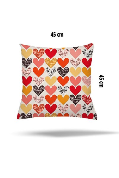 on the clouds Colorful Hearts Pattern Hidden Zippered Pillow Case Throw Pillo...