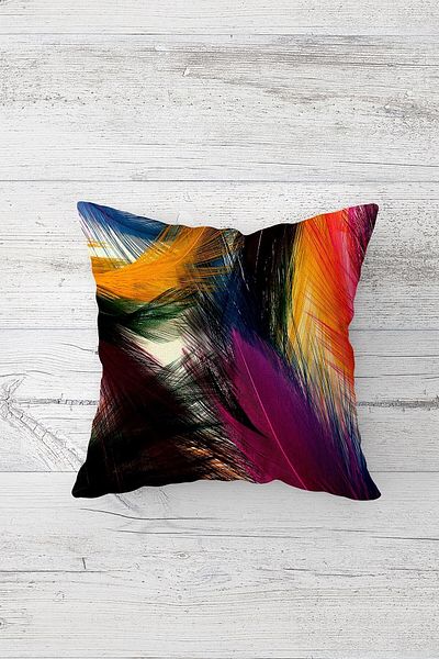 on the clouds Colorful Feather Pattern Double Sided Printed Hidden Zippered Pillowcase Throw Pillow Seat Pillowcase