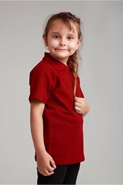 OKULCA Tricou pentru școală, unisex, din bumbac pieptănat, roșu Claret