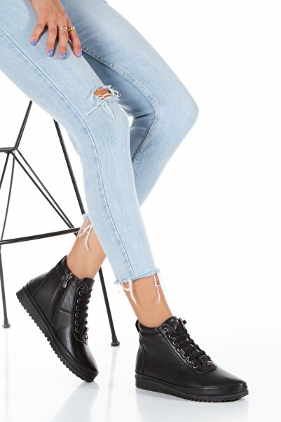 İLOLİCA Hakiki Deri Günlük Topuksuz Spor Kadın Bot