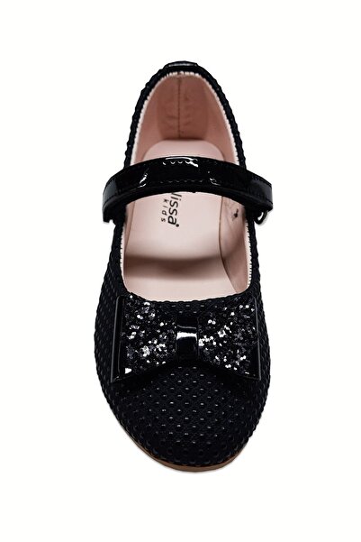 welissa Black Pearl Bow Girls' Ballerinas