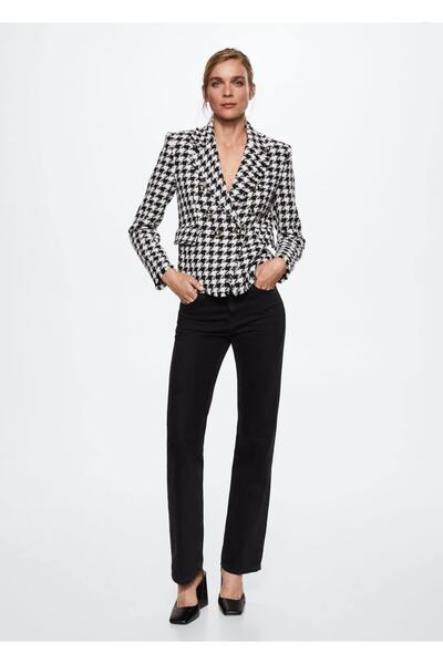MANGO Woman Kazayağı Desenli Yün Blazer Ceket