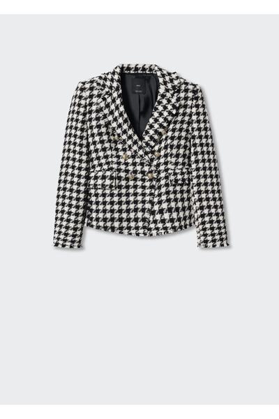 MANGO Woman Kazayağı Desenli Yün Blazer Ceket