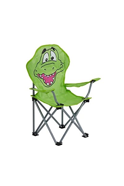Queens ÇOCUK KAMP SANDALYESİ YEŞİL RENK TİMSAH DESENLİ TAŞIMA KILIFLI BARDAK ...