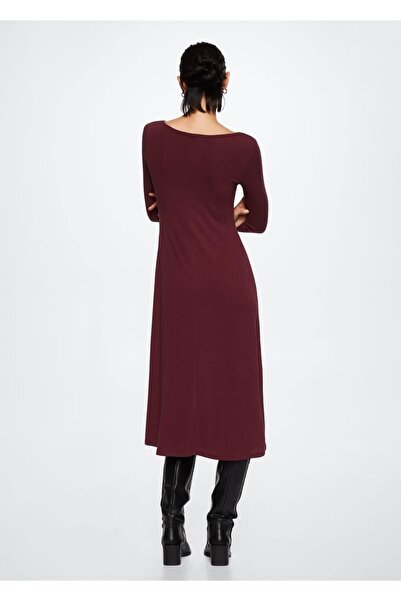 MANGO Woman Lastikli Midi Boy Elbise