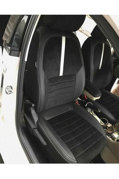 akıncı09 سكودا رابيد 2015-2018 جلد أسود مع شريط أبيض 2 + 1 نموذج خلفي متوافق