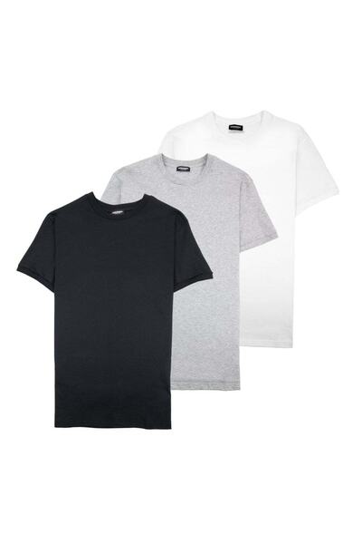 HediyeMania Set tricouri gri negru alb bumbac de lux bumbac moale tricou 3buc...