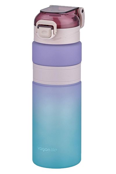 Vagonlife Double Color 800ml Non-Slip Silicone Body Comfortable Drinking - Strawless - Motivation Water Bottle
