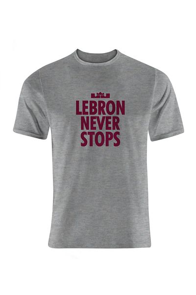 usateamfans Ανδρικό γκρι μπλουζάκι Lebron Never Stops