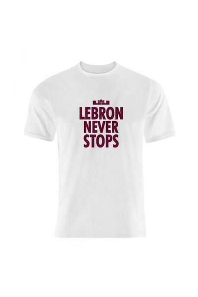 usateamfans Ανδρικό γκρι μπλουζάκι Lebron Never Stops
