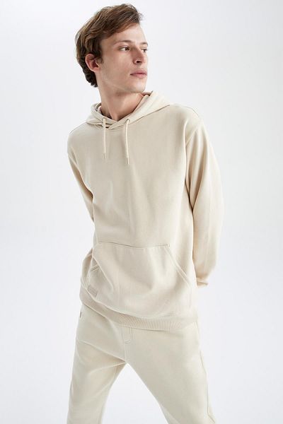 DeFacto Regular Fit Basic Hooded Sweatshirt with Soft Fuzzy Inside