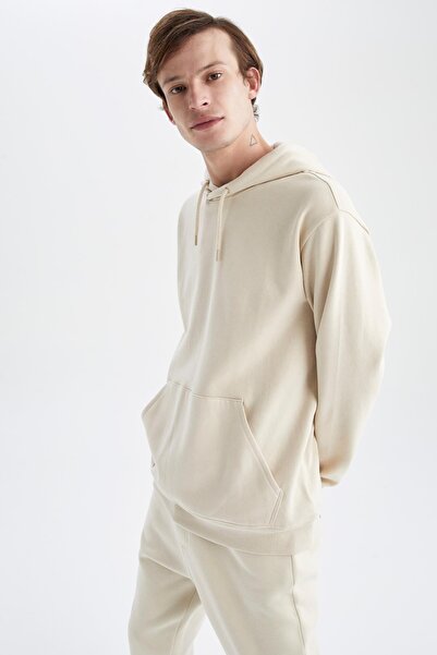 DeFacto Regular Fit Basic Hooded Sweatshirt with Soft Fuzzy Inside