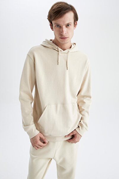 DeFacto Regular Fit Basic Hooded Sweatshirt with Soft Fuzzy Inside