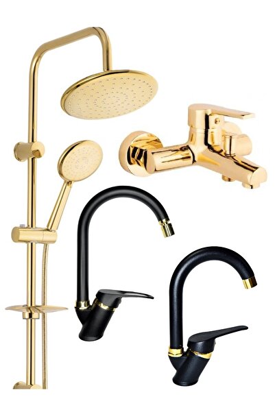 ARMİLLA ARMATÜR Armilla Yuvarlak Gold Robot Duş Seti, Gold Banyo, Siyah Gold ...