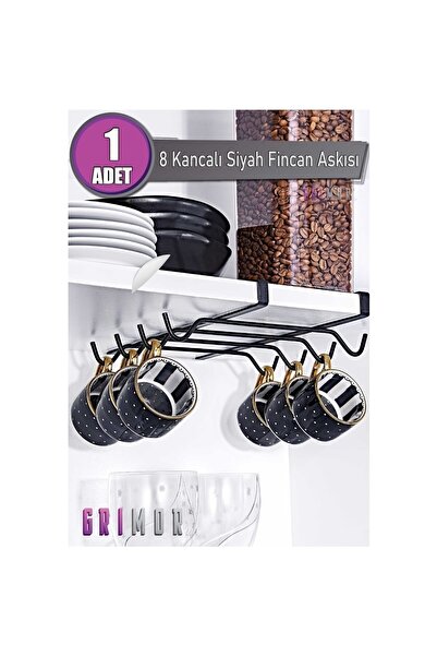 grimorlife Чорний з нержавіючої сталі 8 гачків металевий вішак для чашок для ...