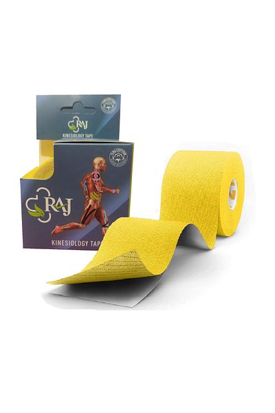 RAJ Tape Yellow Color Kinesio Pain Patch 5 Meters X 5 Cm
