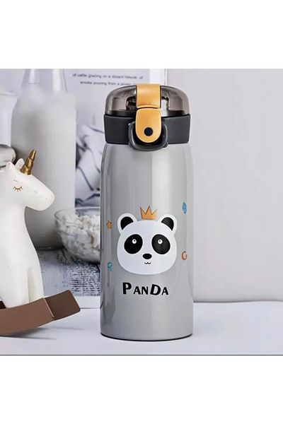 Petityu Panda Thermos Water Bottle Water Bottle with Steel Straw
