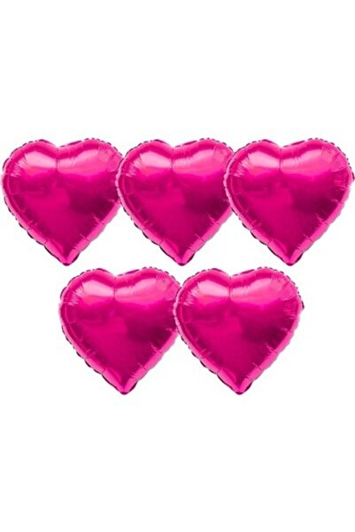 DÜVENCİ TİCARET Heart Foil Balloon 5 Pieces 40 Cm 16" Inch Fuchsia Color