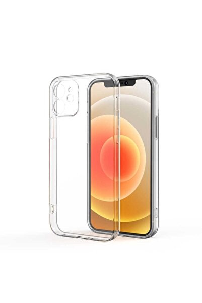 Fibaks iPhone 12 Kılıf Kamera Korumalı Yumuşak Şeffaf Ince Süper Silikon