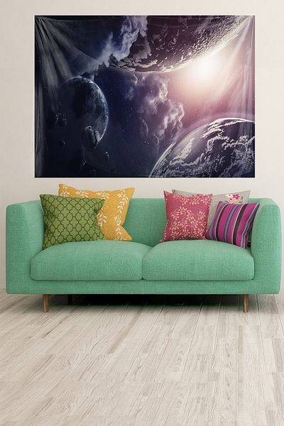 on the clouds Model de nebuloasă de meteorit din spațiul cosmic, țesătură cu textura de catifea rezistentă la pete, pânză de perete, tapiserie
