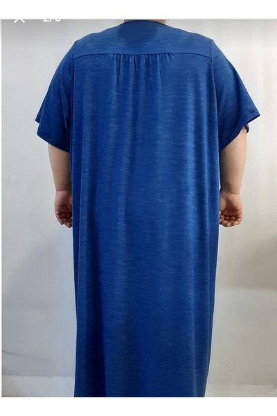 Mertcan Butik Rochie de vascoză din bumbac pieptănat albastru adunat, cu decupaje pe față și pe spate