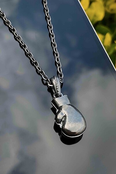 TREND COLLECTİON Siyah Füme Eldiven Boks Kolye