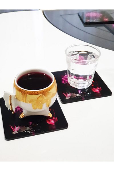 KEMSON Plexiglass Coasters UV Print Unbreakable 4 Pieces