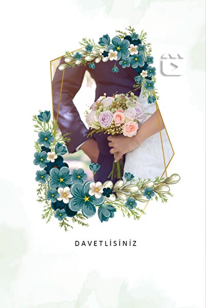 ikisibir Nostalji Flowers Video Düğün Kına Nişan Davetiyesi
