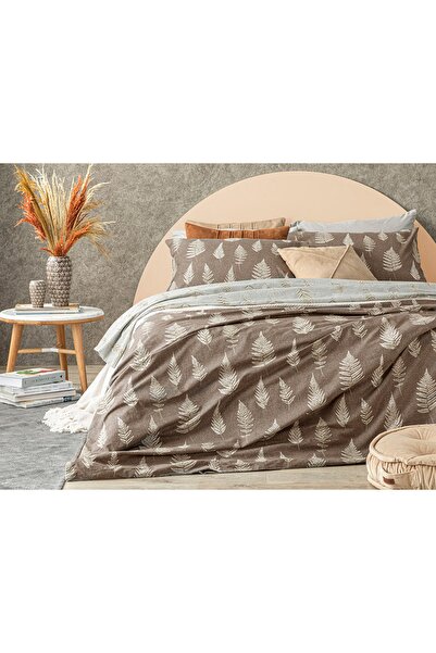 English Home Stony Fern Pamuklu Tek Kişilik Nevresim Seti 160x220 Cm Kahverengi