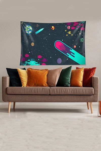 on the clouds Tapiserie de perete din țesătură texturată din catifea, cu tematică Space Space Space